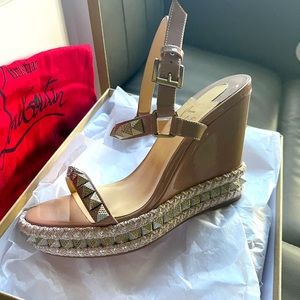 Nude loubouton. Wedge shoes. Never worn